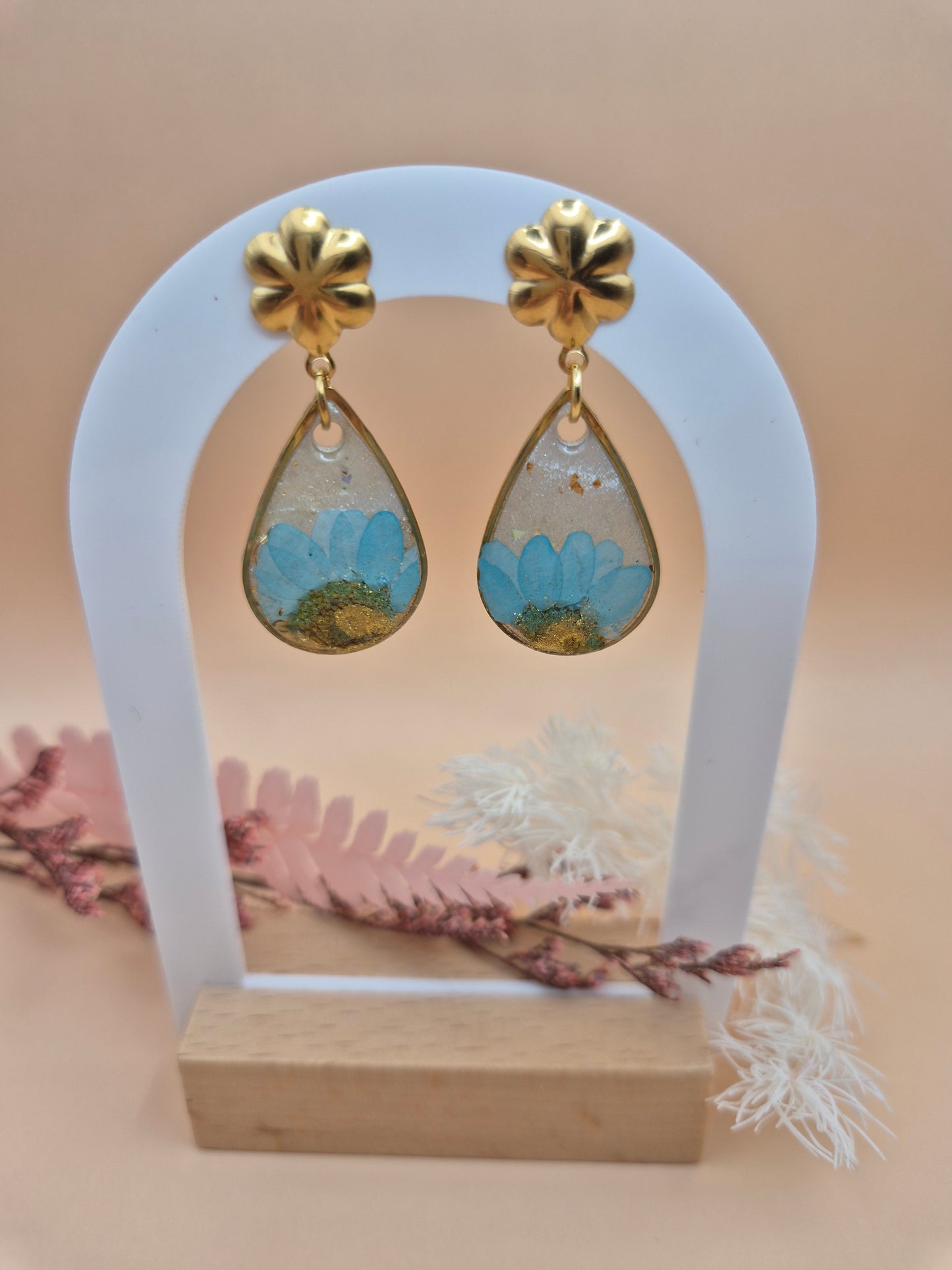 Boucles d'oreilles "Éclat Bleu Doré"