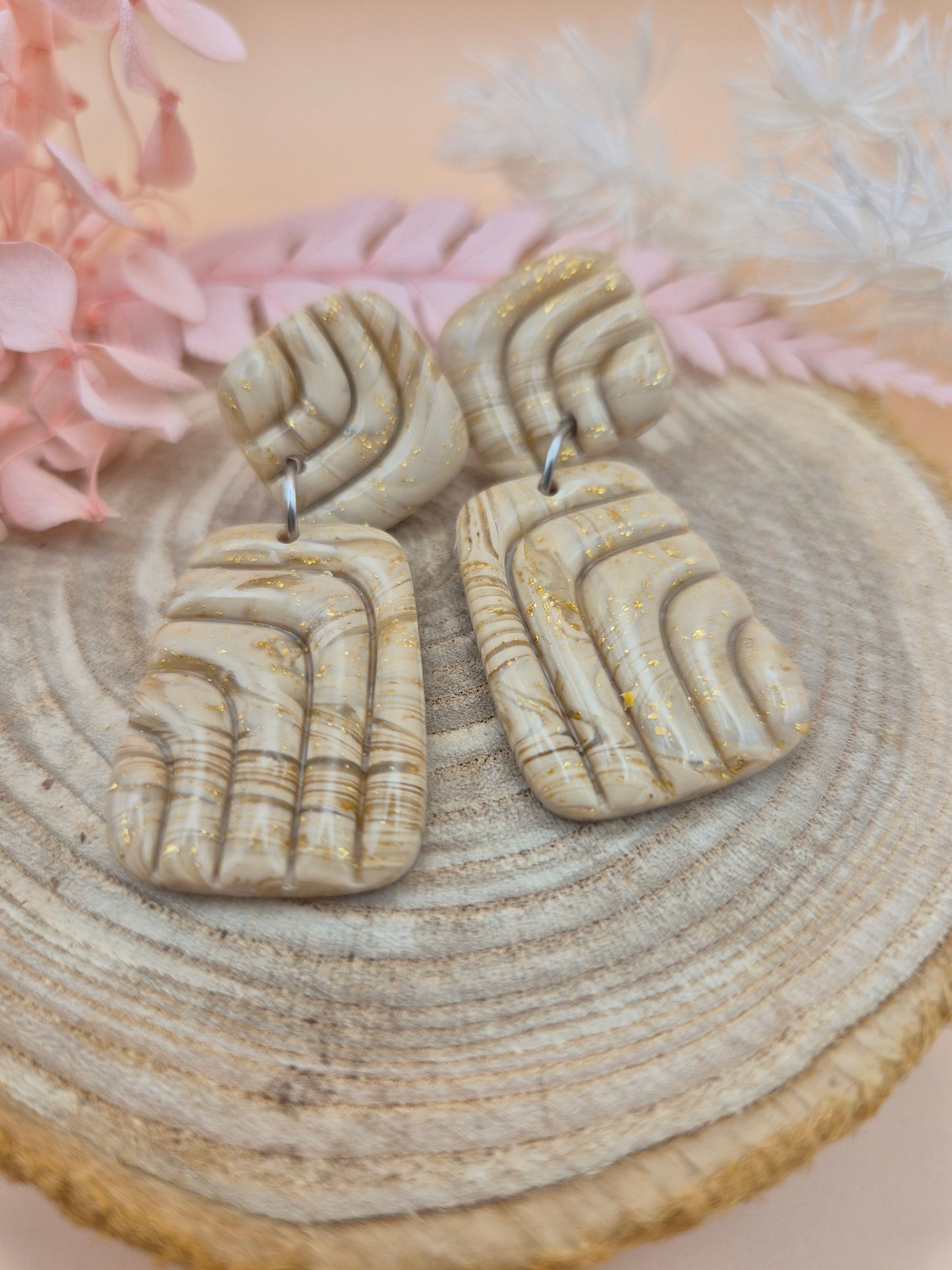 Boucles d'oreilles "Sable Doré" – Élégance naturelle et reflets précieux