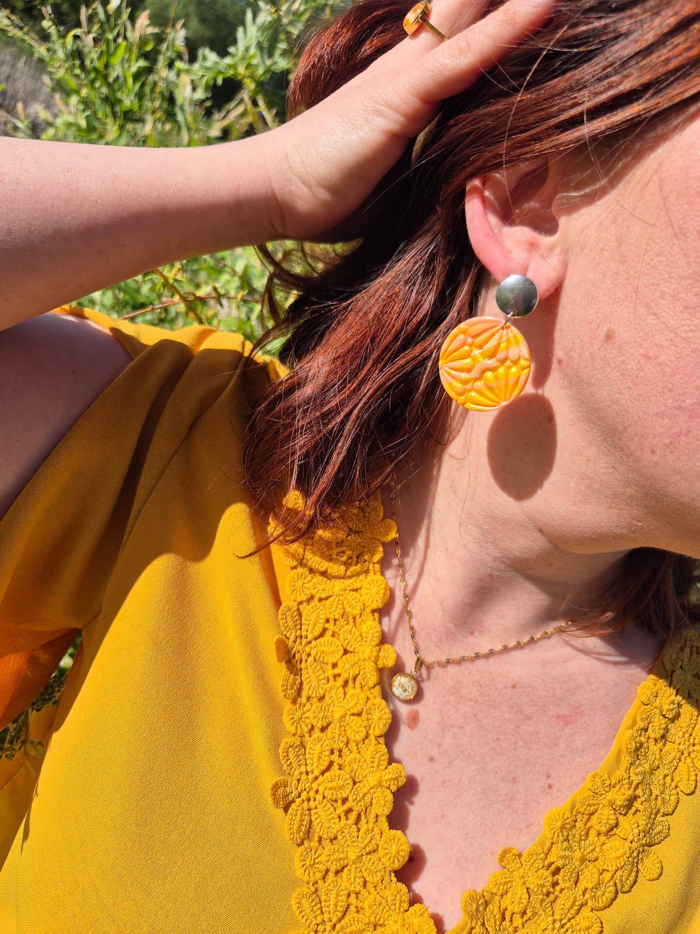 Boucles d'Oreilles Uniques en Pâte Polymère Marbrée – Reliefs Floraux et Couleurs Pastel