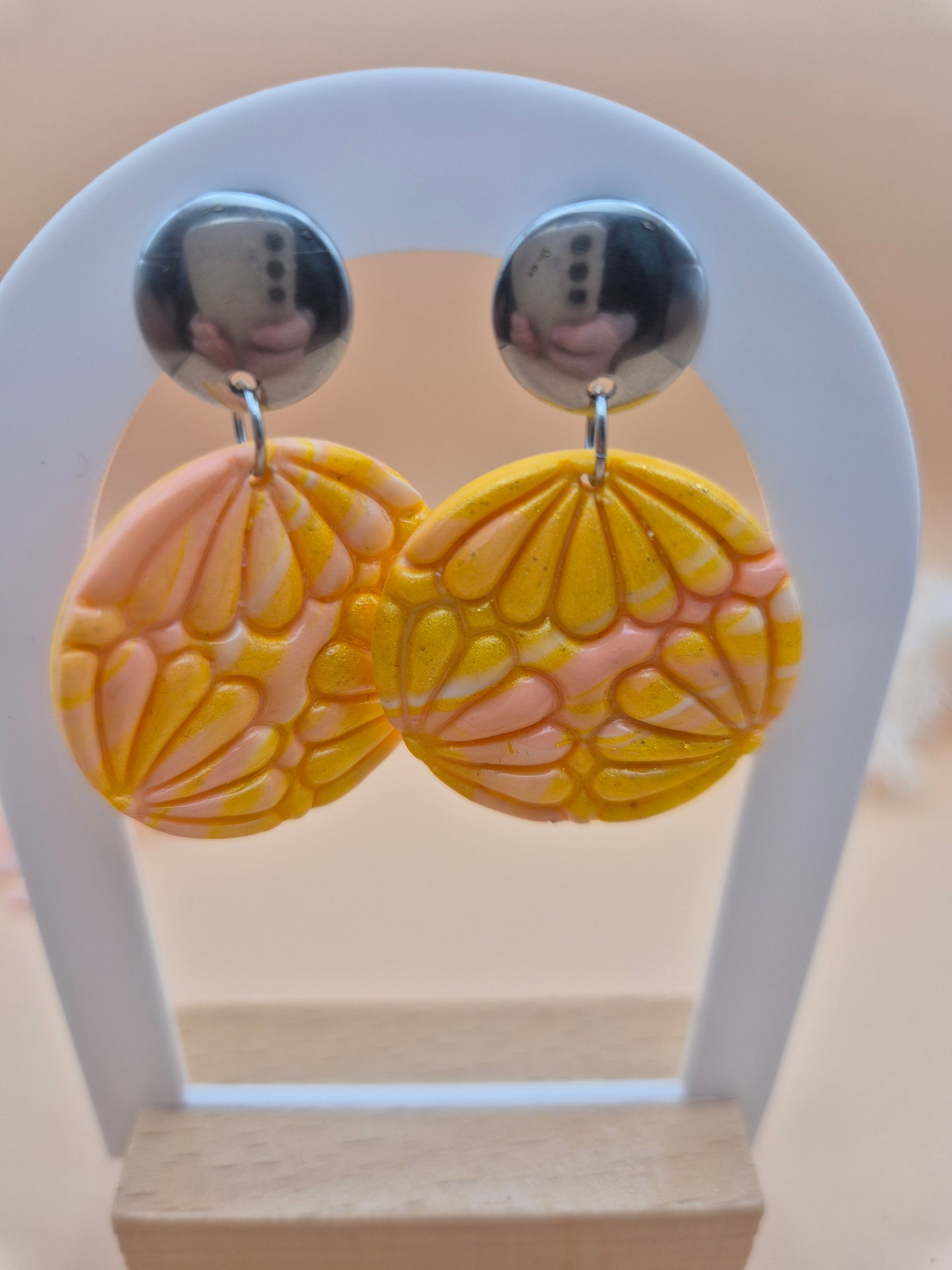 Boucles d'Oreilles Uniques en Pâte Polymère Marbrée – Reliefs Floraux et Couleurs Pastel