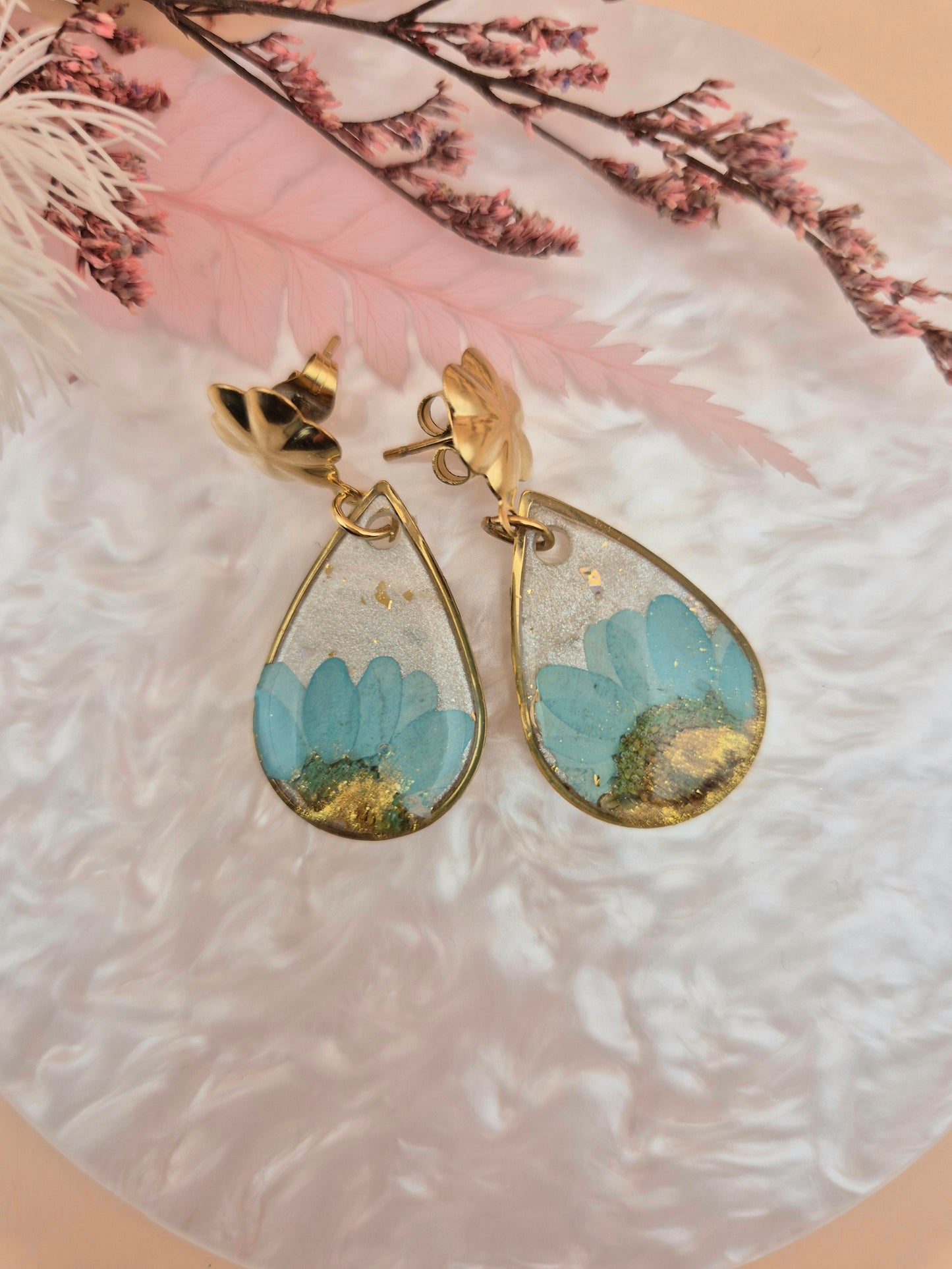 Boucles d'oreilles "Éclat Bleu Doré"