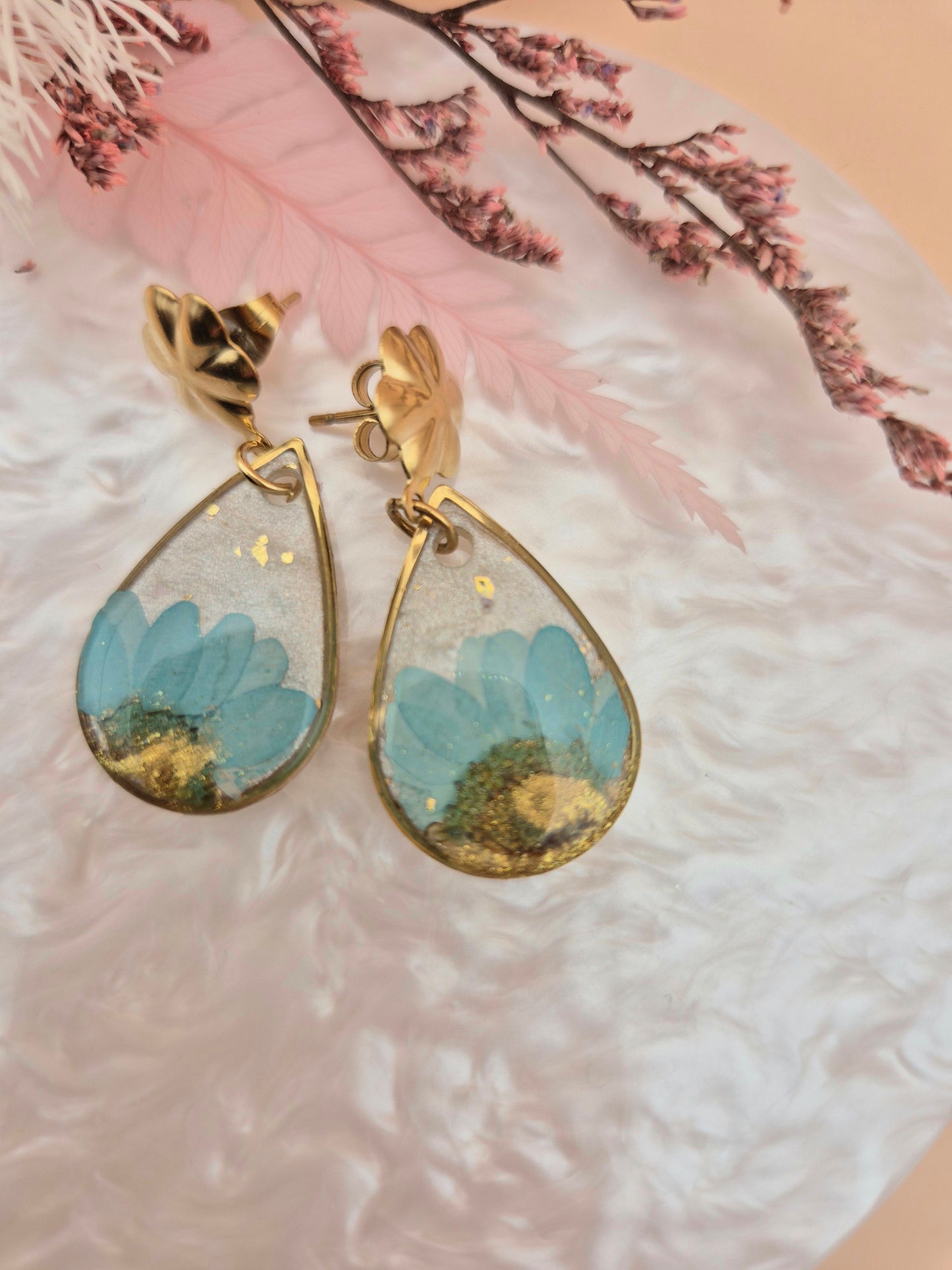 Boucles d'oreilles "Éclat Bleu Doré"