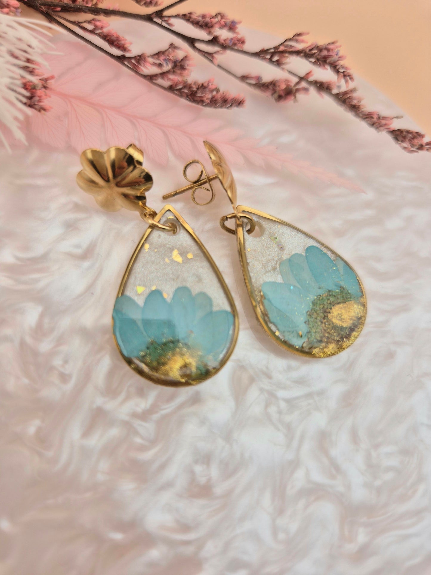 Boucles d'oreilles "Éclat Bleu Doré"