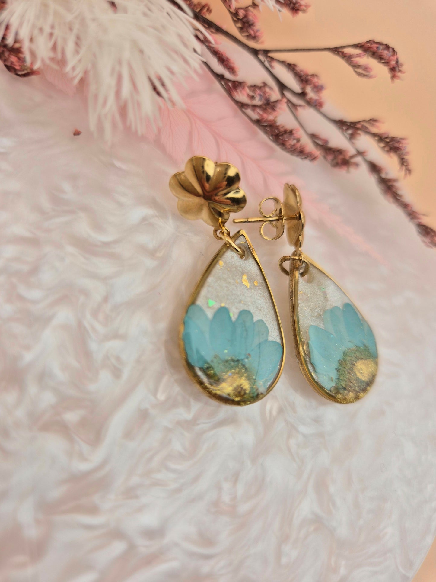 Boucles d'oreilles "Éclat Bleu Doré"