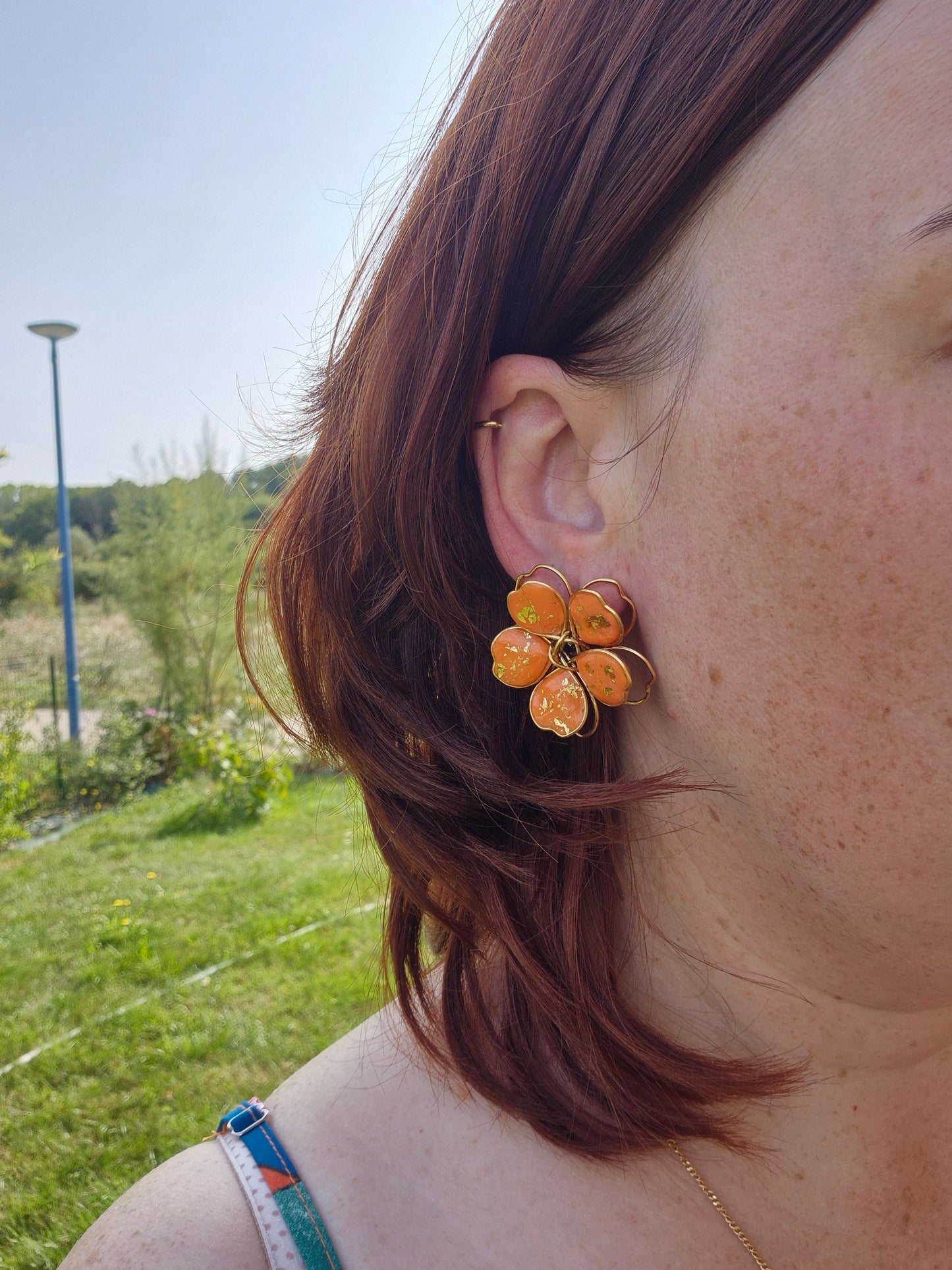 Boucles d’oreilles Ophélie – Orange solaire (autres coloris sur demande)
