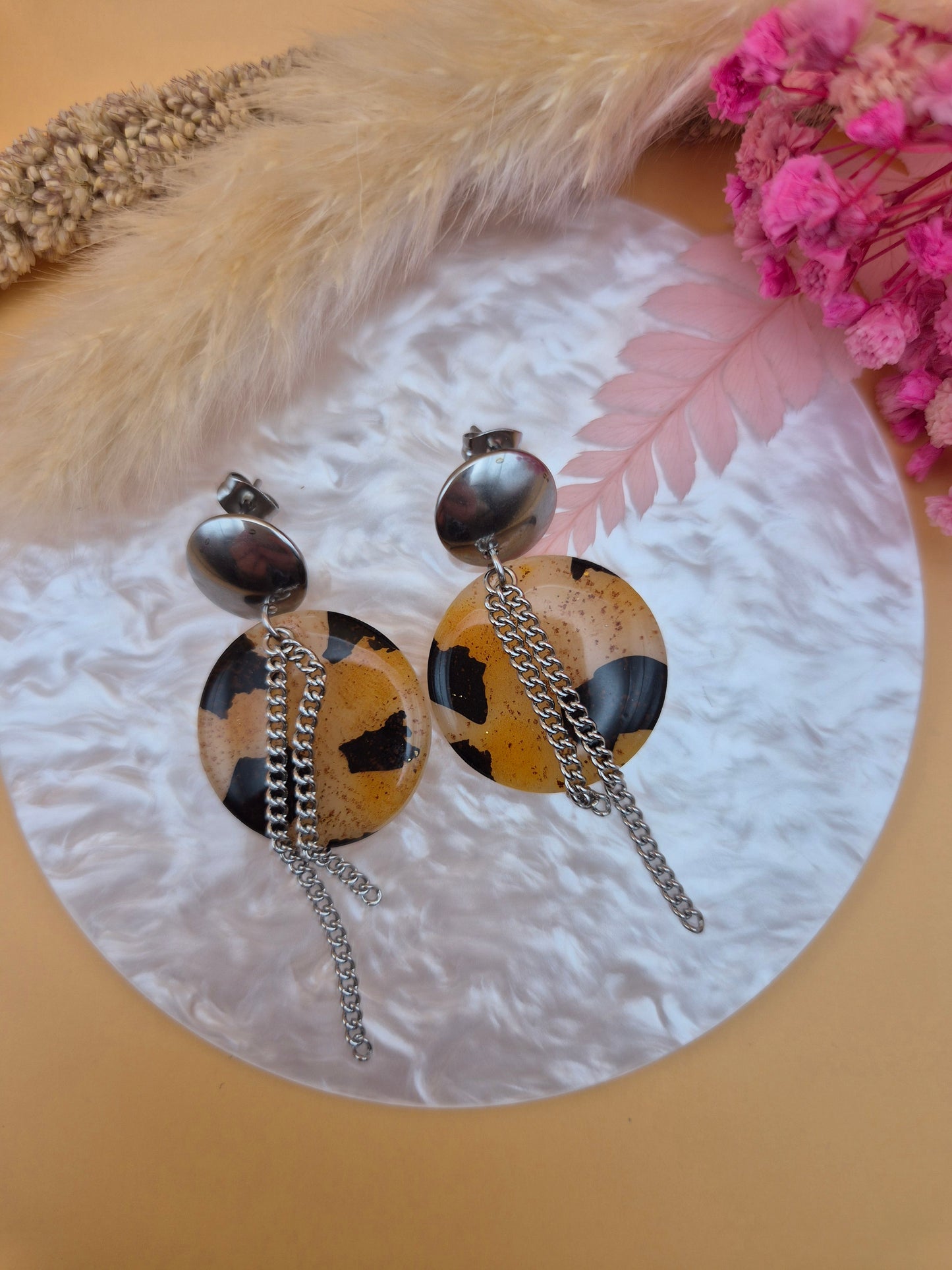 Boucles d'oreilles Léopard & Chaînes