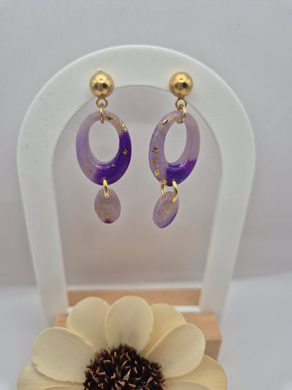 Boucles d'oreilles pendantes Aurore - Harmonie en violet clair et foncé