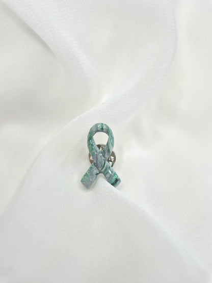Ribbon Pin – Mineral Green – NeuroVie Solidarity Collection