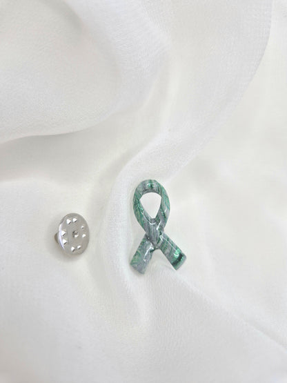 Ribbon Pin – Mineral Green – NeuroVie Solidarity Collection