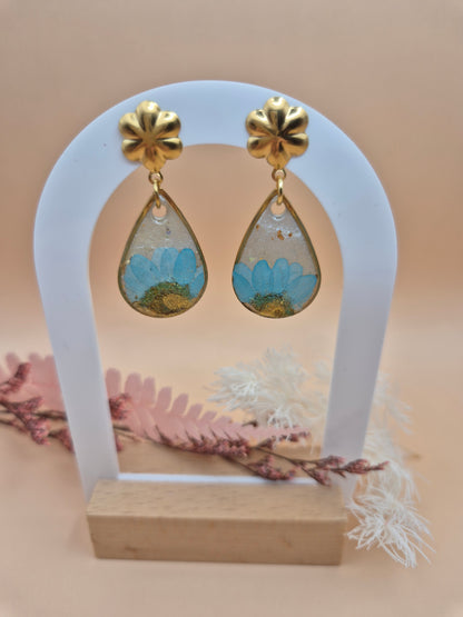 Boucles d'oreilles "Éclat Bleu Doré"