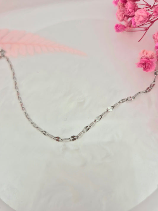 Chaîne maille fantaisie en acier inoxydable argenté – Ajustable 46 cm