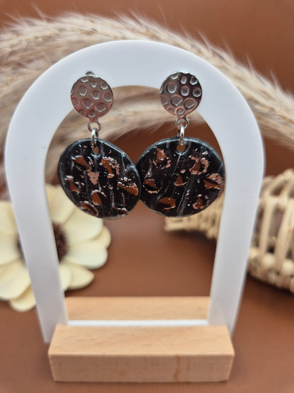 Boucles d'oreilles pendantes léopard marbrées noires