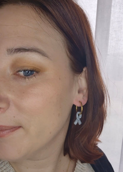 Grey Ribbon Dangles (hoops not included)