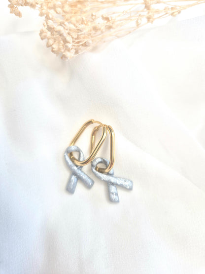 Grey Ribbon Dangles (hoops not included)