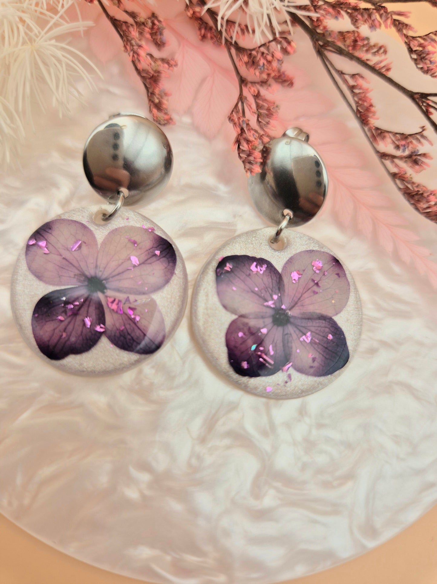 Boucles d'oreilles "Éclat d’Hortensia"