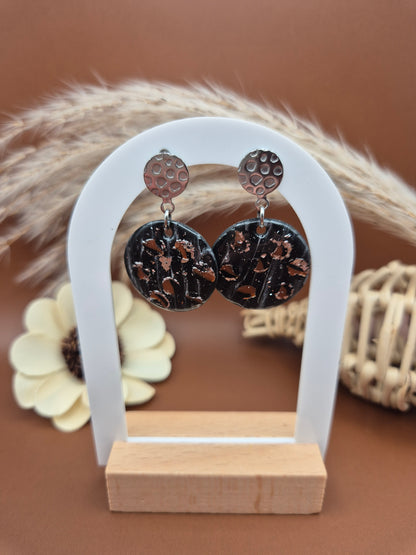 Boucles d'oreilles pendantes léopard marbrées noires