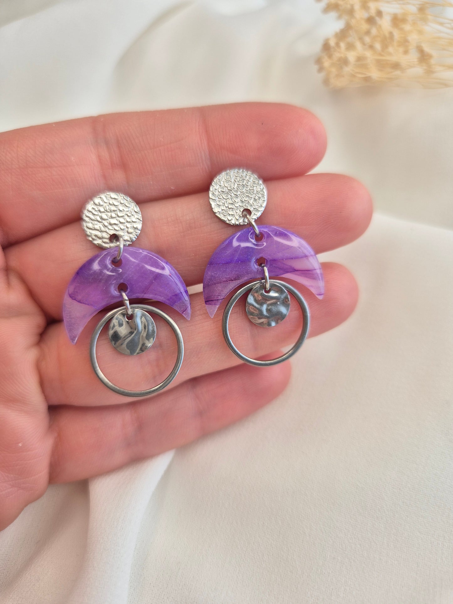 Boucles d’oreilles Daphné argenté