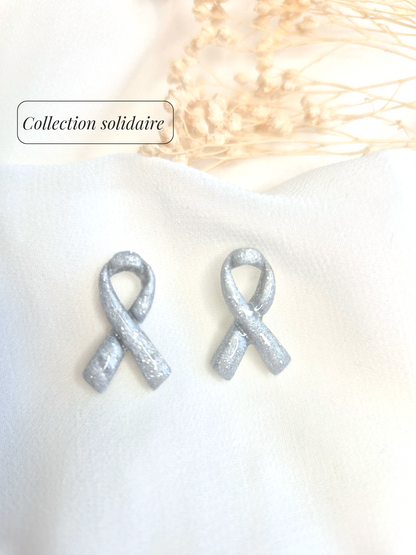 Grey Ribbon Dangles (hoops not included)