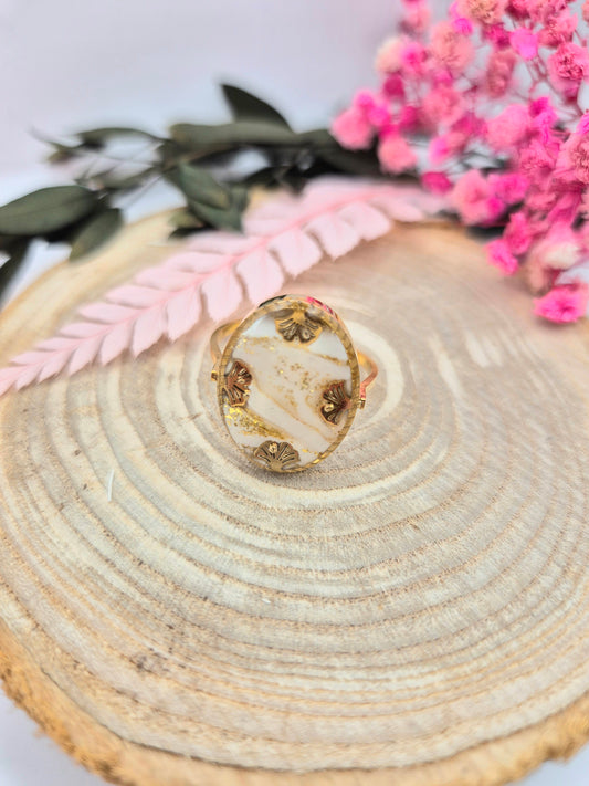 Bague Blanc et Doré