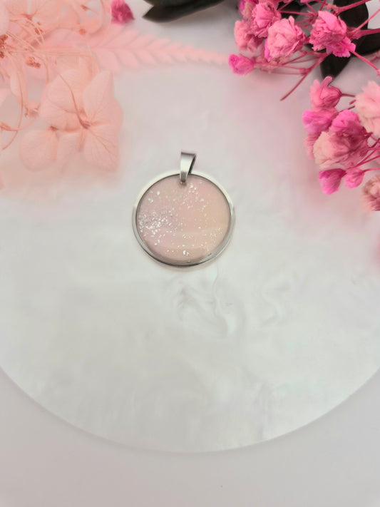 Pendentif Argenté Rose Pâle