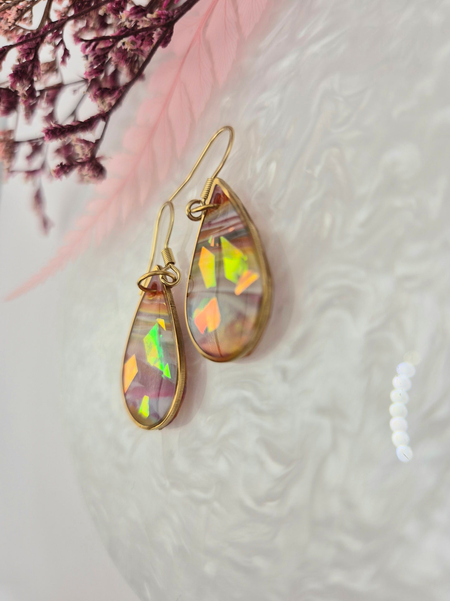 Boucles d'oreilles Goutte Arc-en-Ciel Holographique