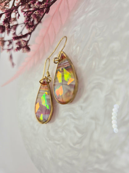 Boucles d'oreilles Goutte Arc-en-Ciel Holographique